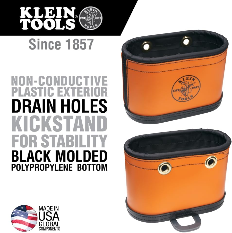 Klein Tools 5144BHB Oval Hard-Body Bucket with Kickstand, 15-Pocket