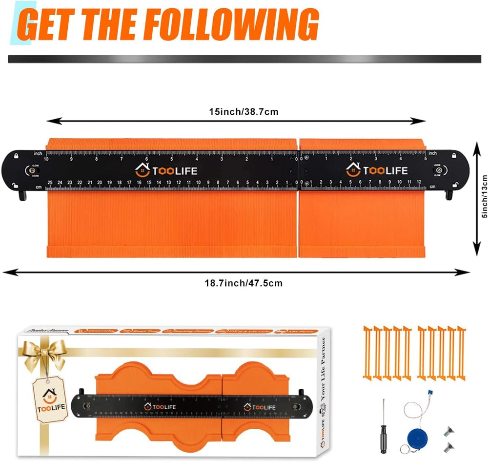 TOOLIFE Connectable Contour Gauge with Lock, Stocking Stuffers,Gifts for Men ...