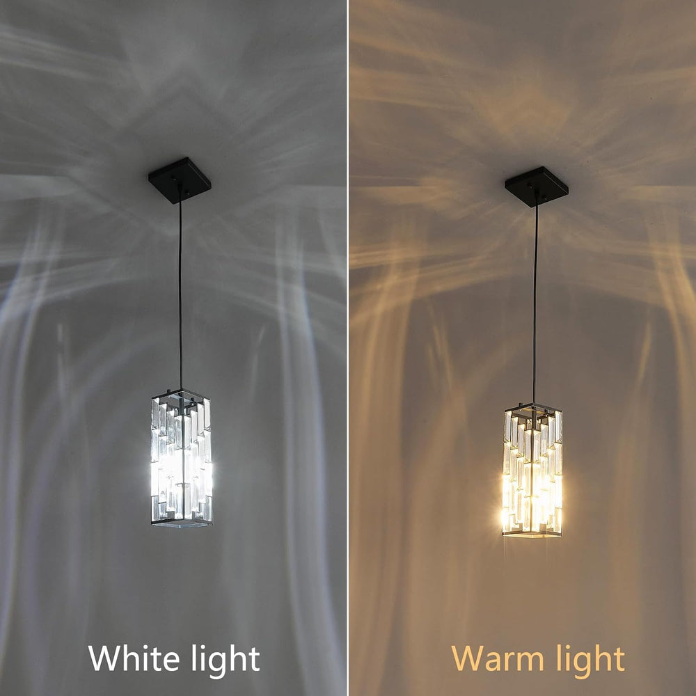 Black Crystal Pendant Lights Kitchen Island, 3 Pack Adjustable Light