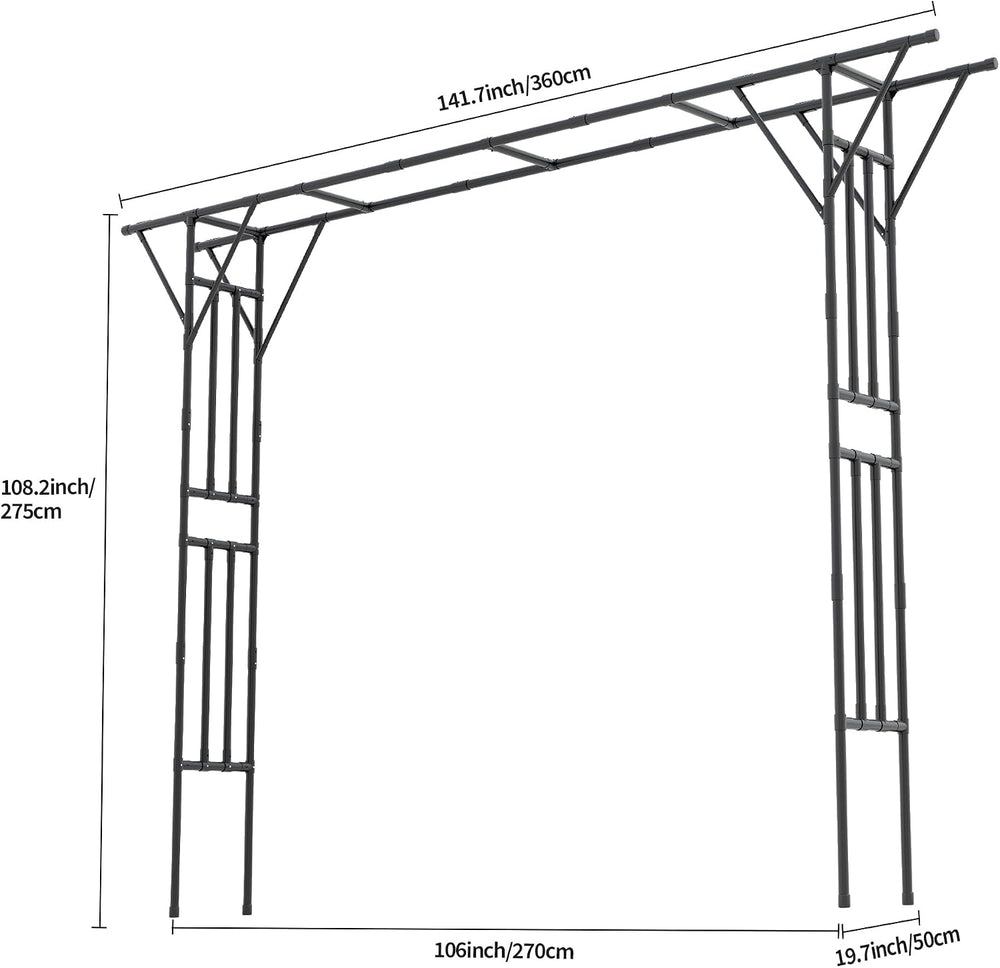 Flat Top Garden Arch Trellis 11FT x 9FT, Super Large Arbor Trellis for Climbi...