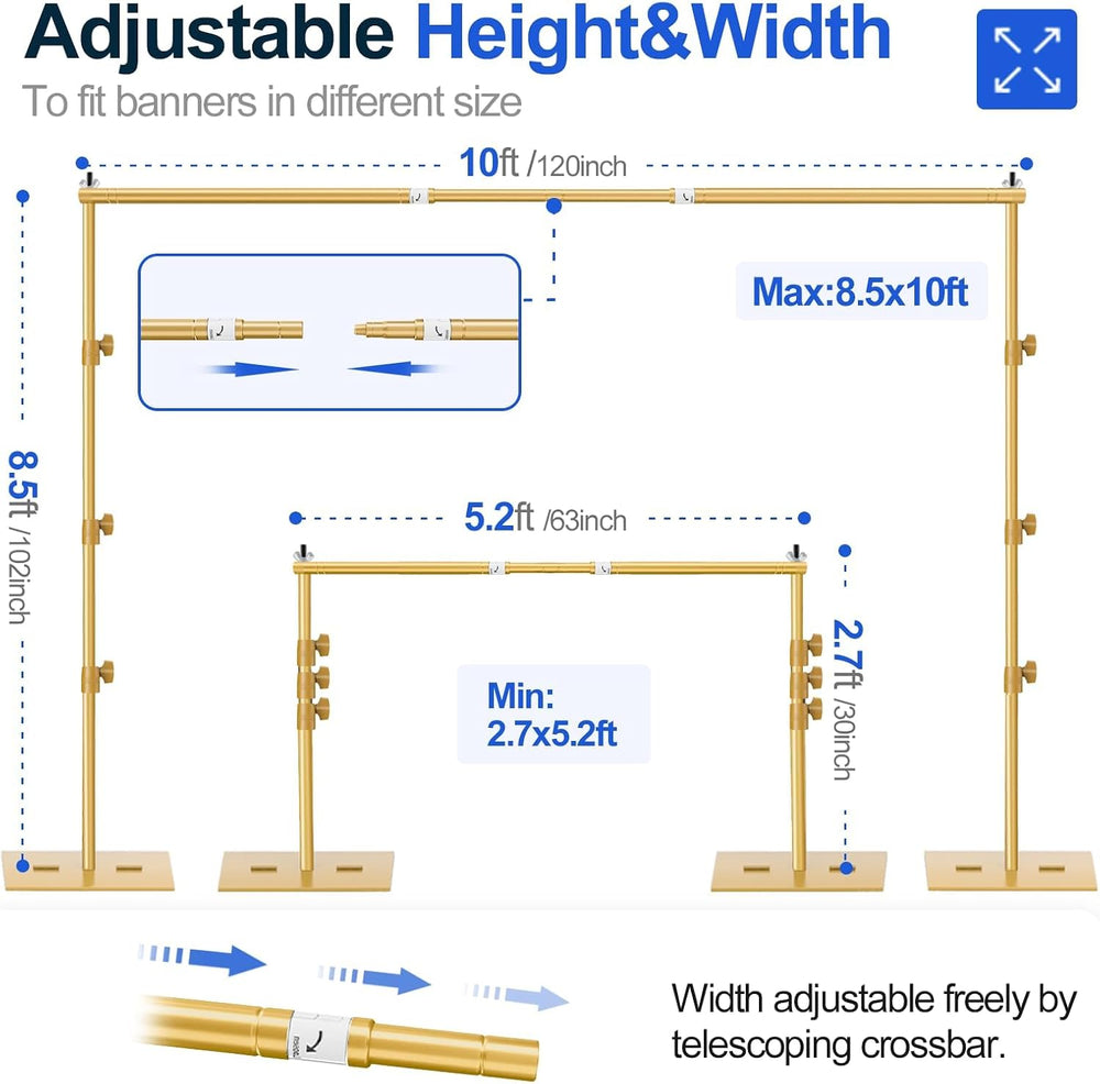 EMART Backdrop Stand Heavy Duty 8.5x10ft Adjustable Pipe and Drape Stand