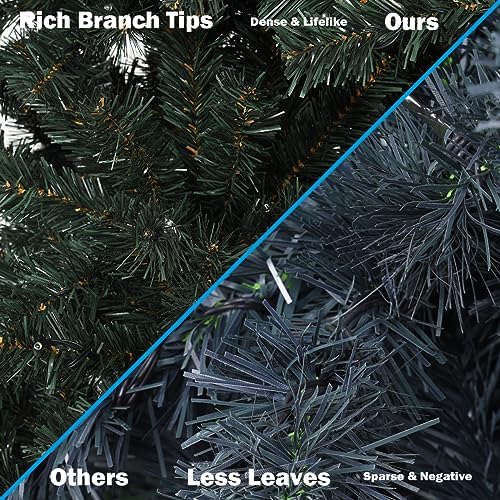 HAPPYGRILL 4.5FT Pre-Lit Artificial Christmas Tree, Auto-Spread Premium Spruc...