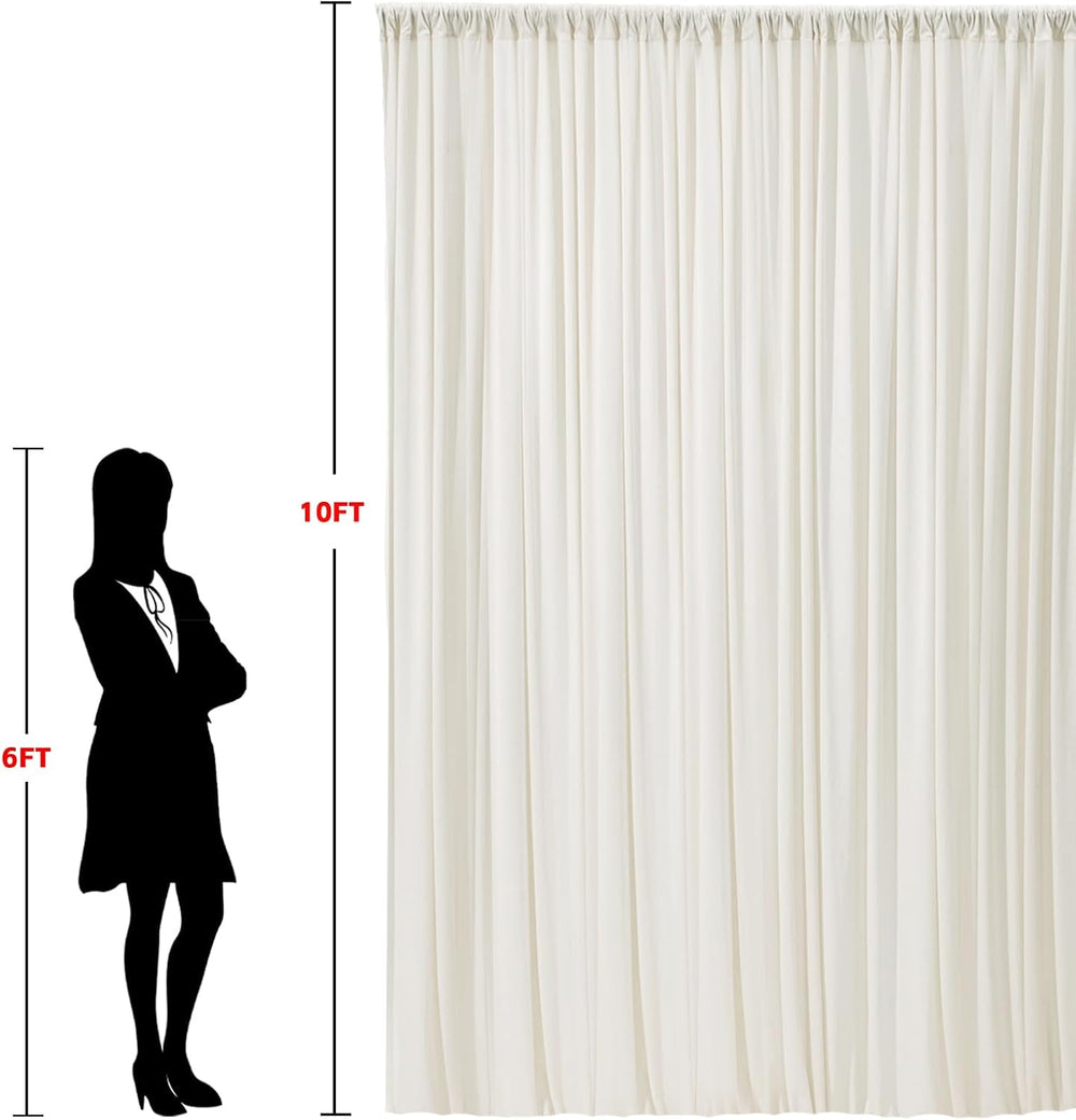 20x10ft Wrinkle Free Ivory Backdrop Curtain for Parties Soft Fabric Drapes We...