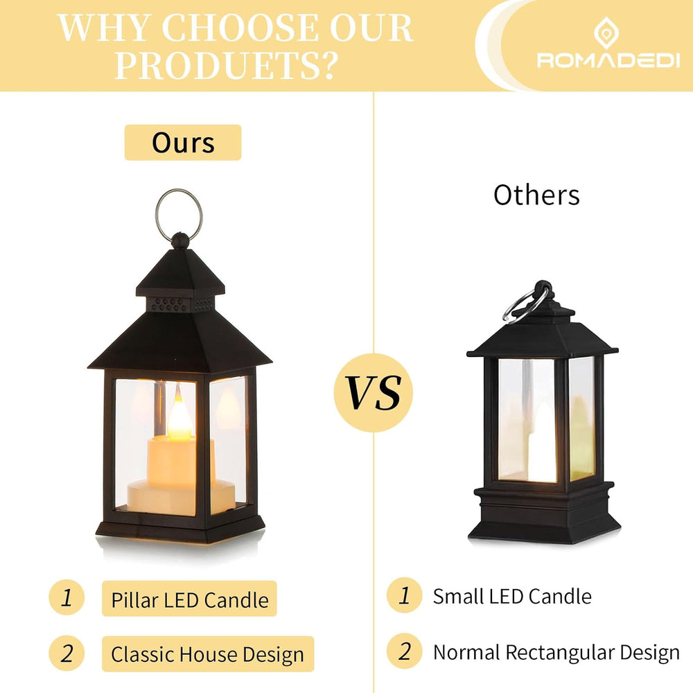 Romadedi Mini Lanterns Decorative, Black, Pack of 10