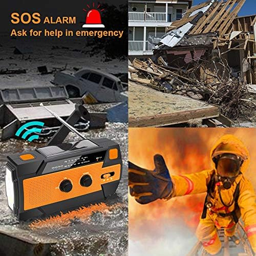 NPET Emergency Solar Hand Crank Radio, AM FM NOAA Portable with LED Light