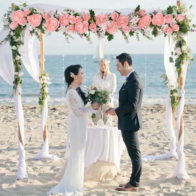 2Pack Artificial Peony Flower Garland - Silk Peony Garland with Pink Flowers ...