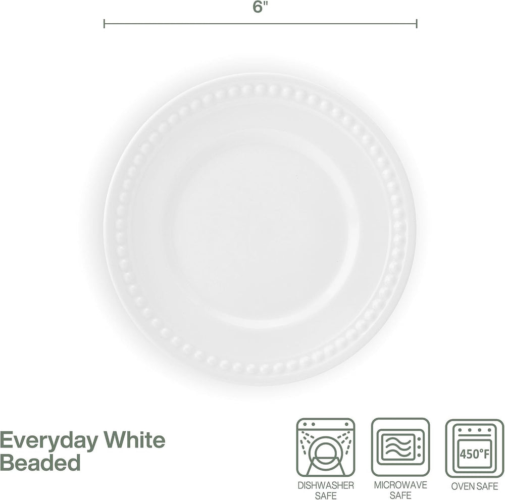 Fitz and Floyd Everyday Beaded White Porcelain Appetizer Dessert Plates, Set ...