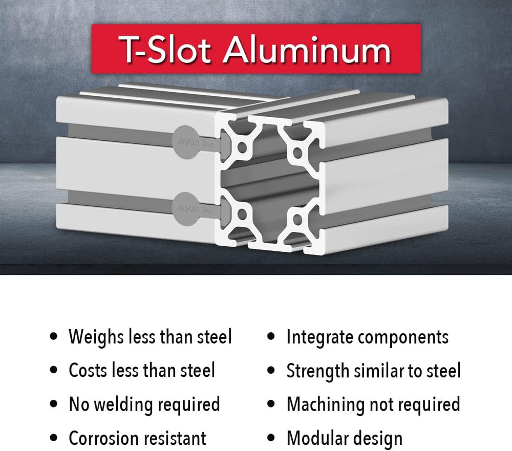 8020, 40-8080, 40 Series 80mm x 80mm 80x80 Aluminum T-Slot Extrusion T Slot E...