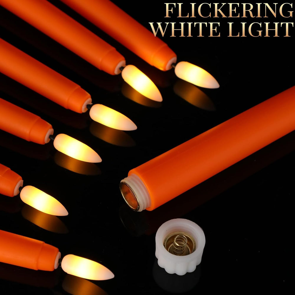 Macarrie 24 Packs Flameless Taper Candles Battery LED 11",Orange