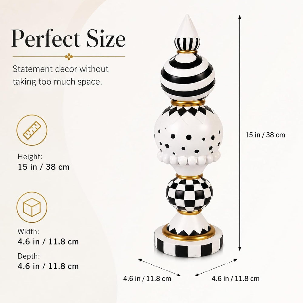 Black and White Checkered Fall Halloween Table Mantle Home Decor