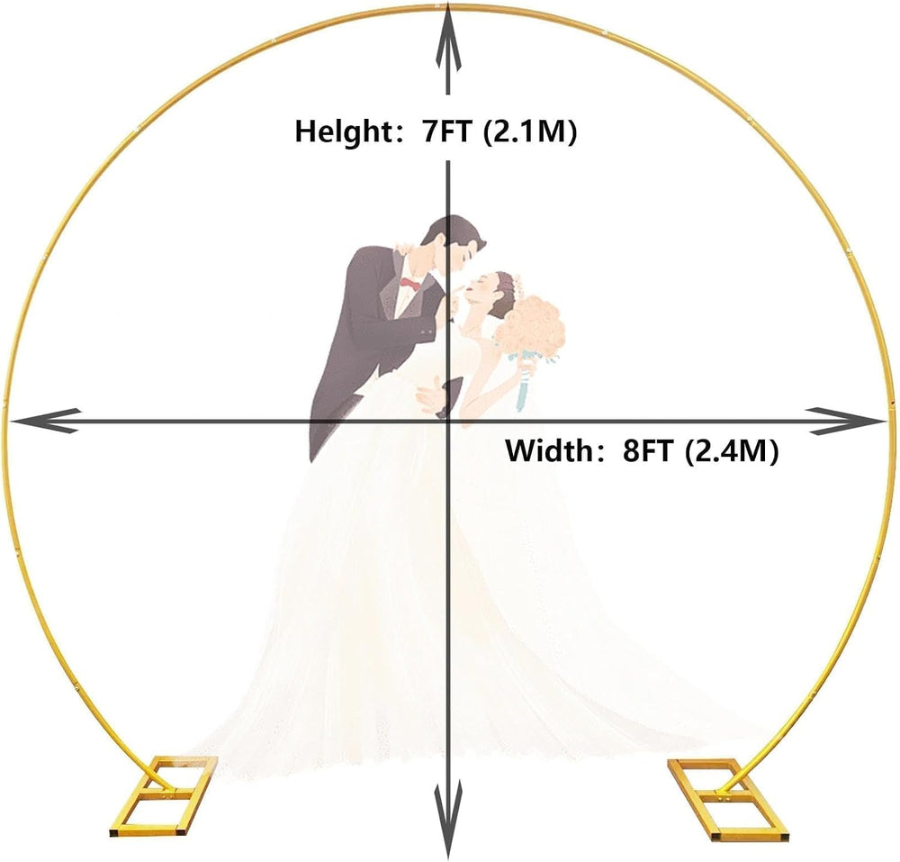 Round Backdrop Stand, 8FT Balloon Arch Stand, Gold Circle Arch for Party