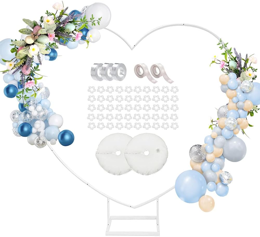 Heart Shaped Metal Balloon Arch Kit,6.6ft Wedding Heart Arch Backdrop Stand,w...