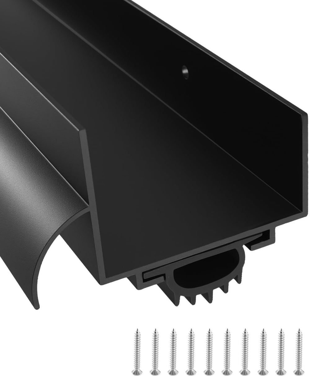 1 Pcs 1-3/4" x 36" U Shaped Aluminum Door Bottom Sweep, Black