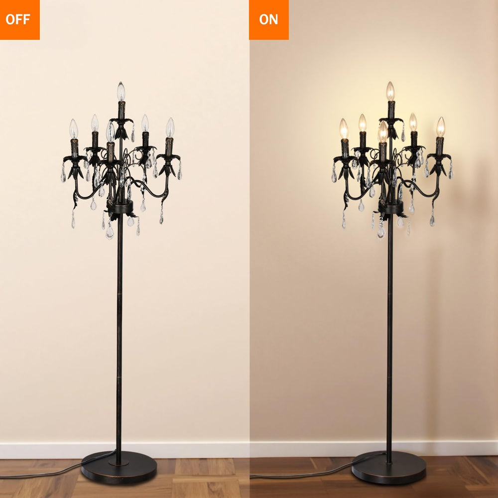 65" Crystal Chandelier Floor Lamp, E12 Base