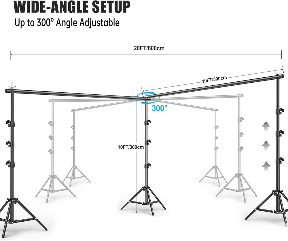 10x20FT Backdrop Support Stand for Photography,Adjustable Width & Length ...