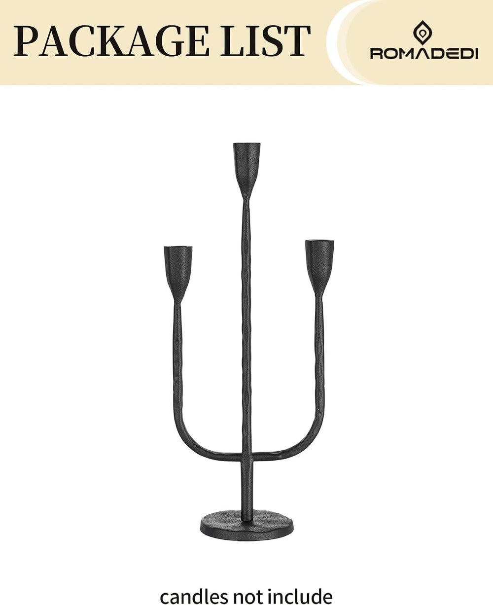 Romadedi Black Candelabra Candle Holder,16.9 in, Cast Iron
