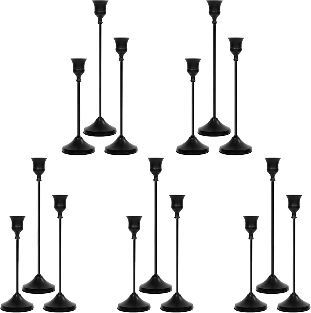 Matte Black Candlestick Holders 12 PCS,Metal Taper Candle Holder