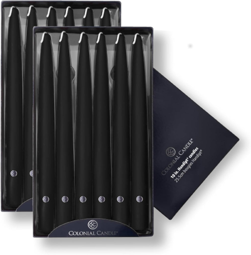 Colonial Candle Unscented Taper Candle, Handipt Collection, Black, 10 in, Pac...