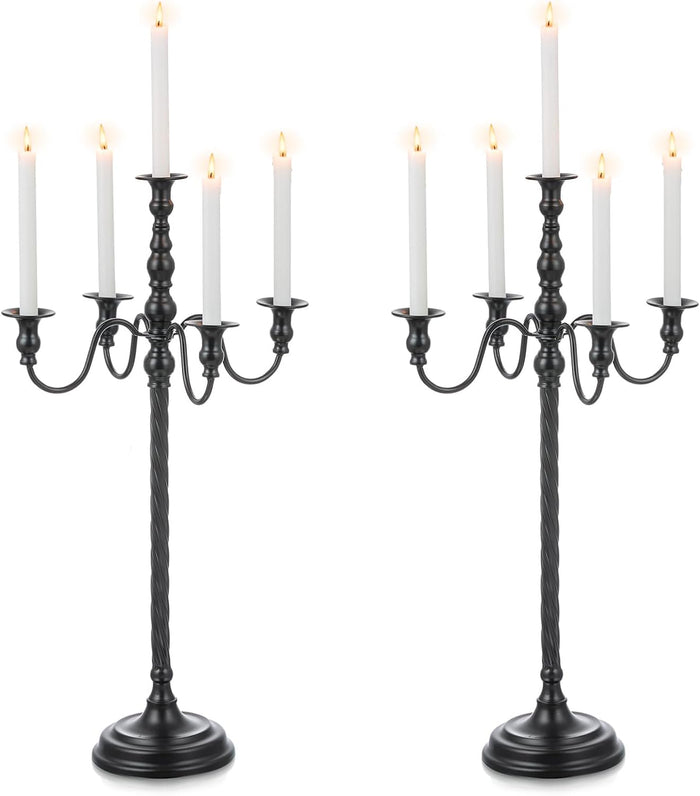 Candeldo 28 Inches Black Floor Candelabra Halloween Decorations Set of 2