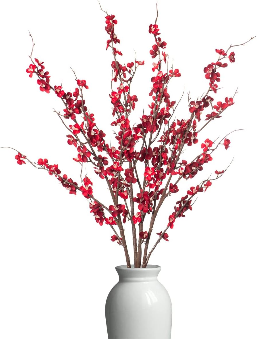 4Pcs Cherry Blossom Branches Artificial Flowers for Spring Summer Indoor Deco...