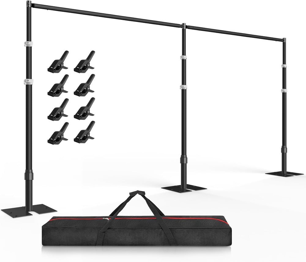 EMART Backdrop Stand Heavy Duty 10x20Ft Adjustable Pipe and Drape Kit-Black
