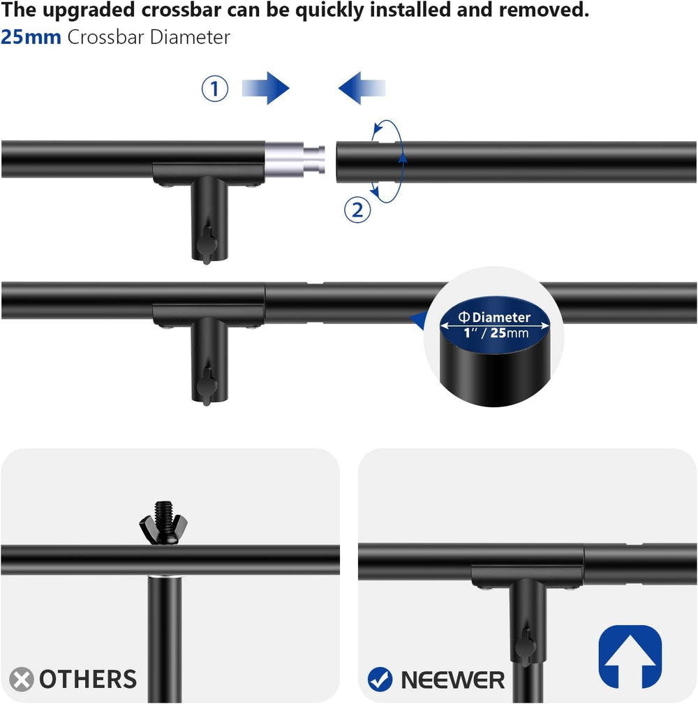Neewer T-Shaped Background Backdrop Support Stand Kit, 8.5ft/2.6m Tall Adjust...