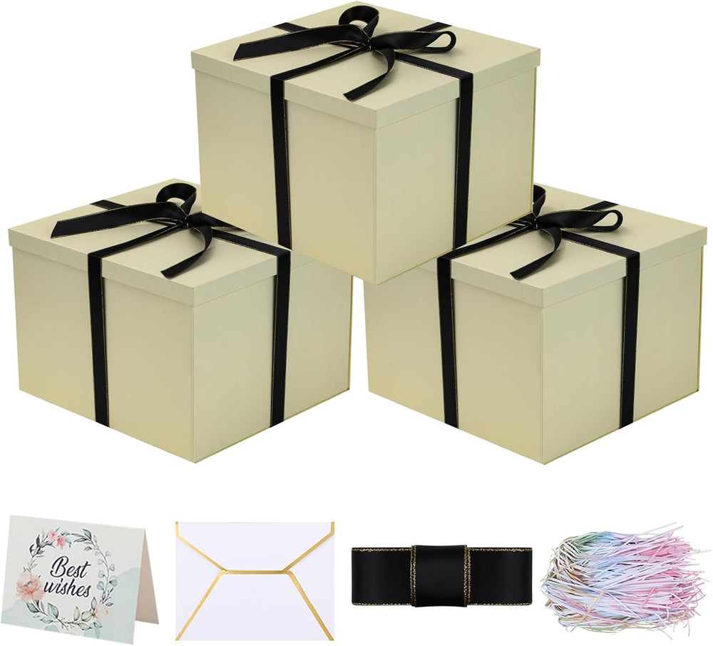 iloMAOZX Extra Large Gold Gift Boxes with Lids 13x12x9 Inch, 3 Pack
