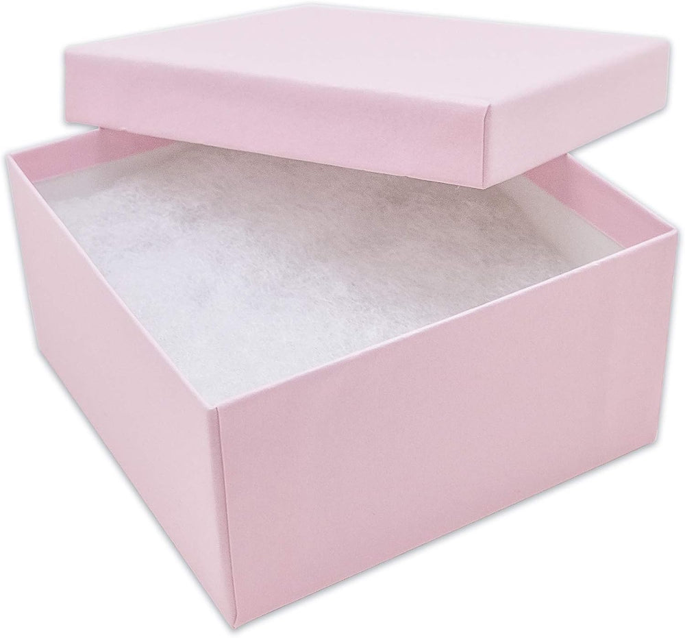 TheDisplayGuys 25 Cardboard Jewelry Gift Boxes with Inserts - Pastel Pink