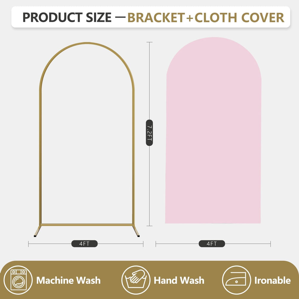 Arch Backdrop Stand and Cover Set, Metal Balloon Arch Backdrop 7.2ft, Gold Ar...