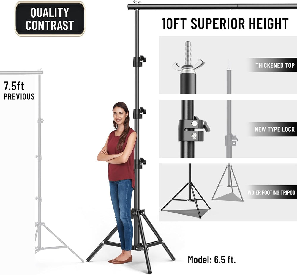 BEIYANG 10x10FT Backdrop Stand, Background Support Kit for Photography, 2 Adj...