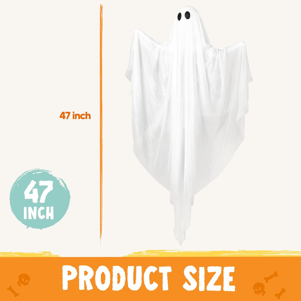 JOYIN 2 Pcs 47” Halloween Light up Hanging Ghost Decorations Outdoor, Cold Wh...