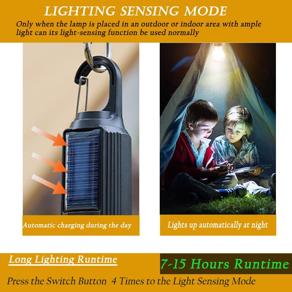 5Pack Solar Camping Lights Rechargeable Bulbs Hanging Tent Lantern Warm