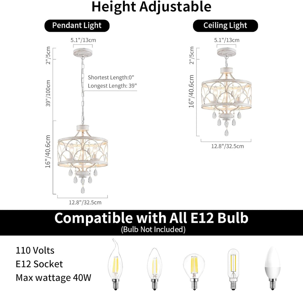 Small Crystal Chandelier, Modern Crystal Chandelier for Dining Room, Rustic F...