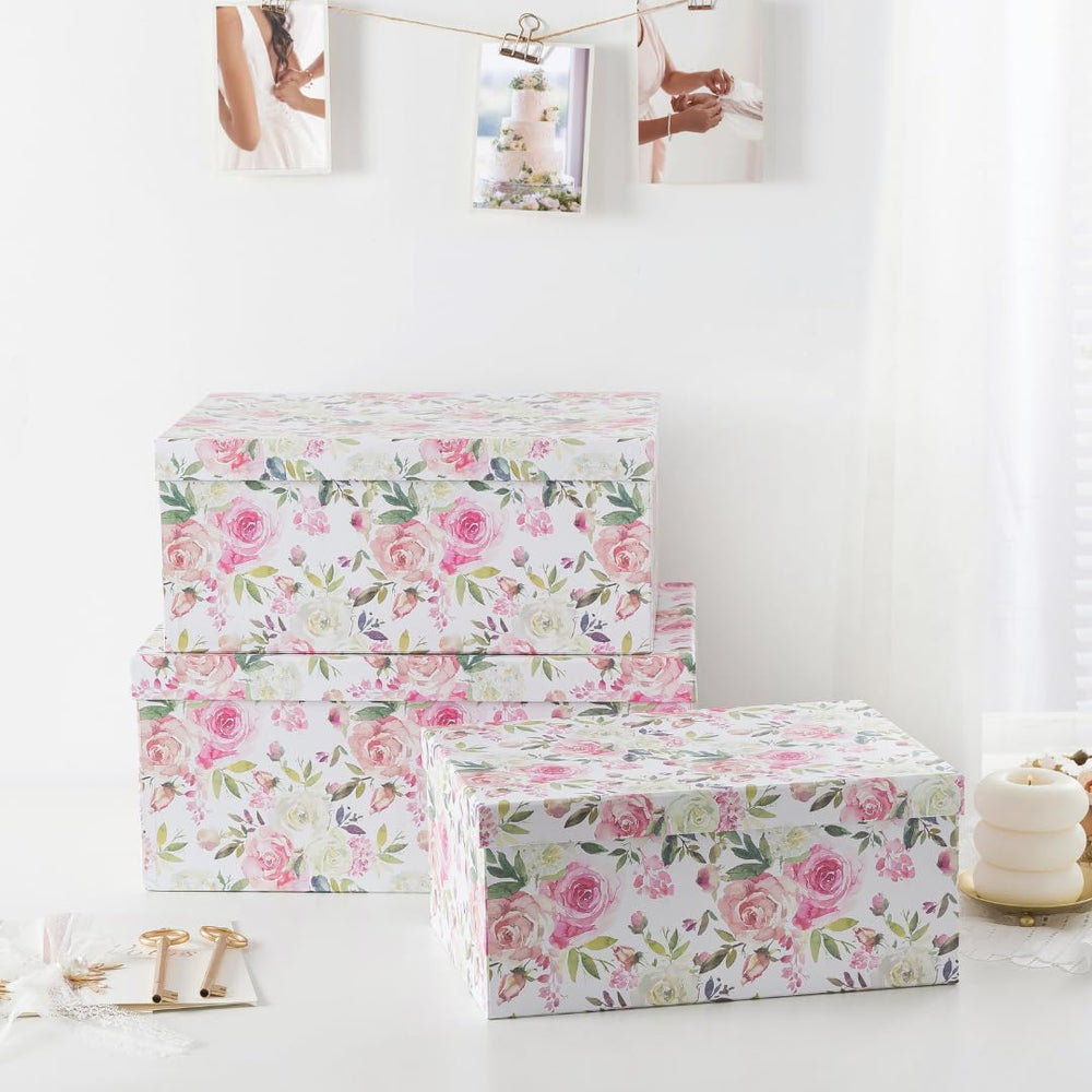 Soul & Lane - Summer Rose Decorative Storage Boxes with Lids, Set of 3