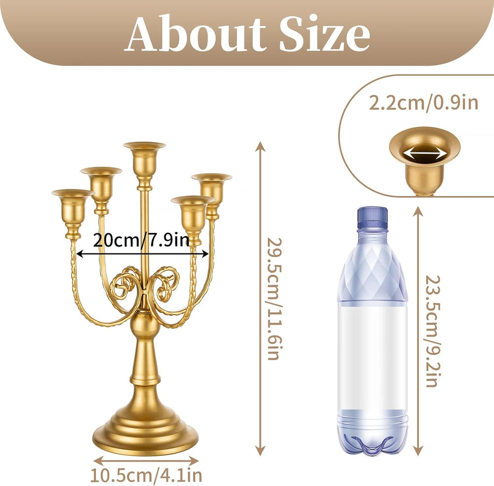Sziqiqi Gold Candelabra Candle Holders for Wedding Centerpieces, 5 Arms
