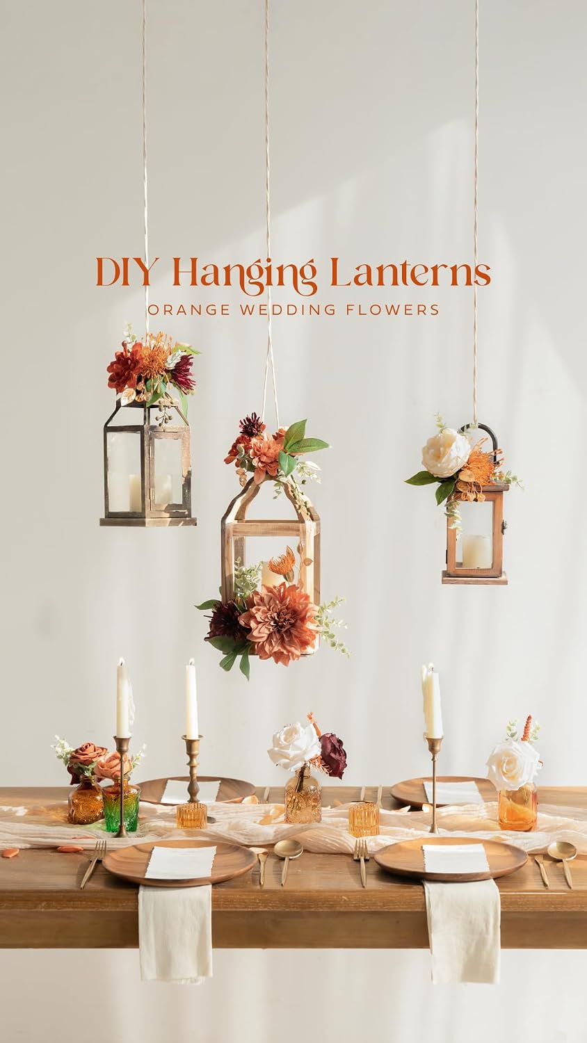 Ling's moment Artificial Wedding Fall Flowers Grand Combo, Terracotta