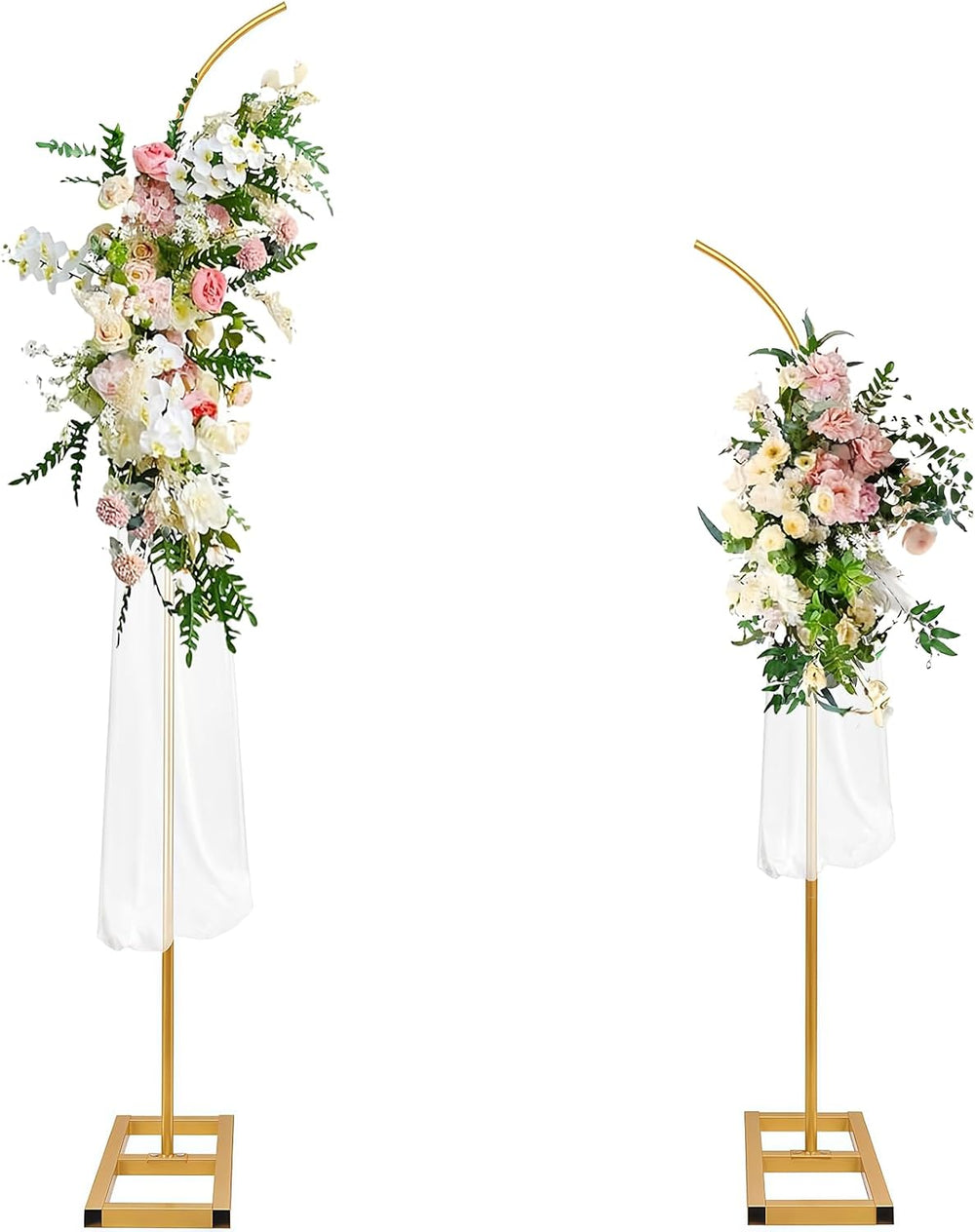 Bazen Half Balloon Arch Stand 7.5FT&6.2FT Wedding Arch Stand With Base Gold