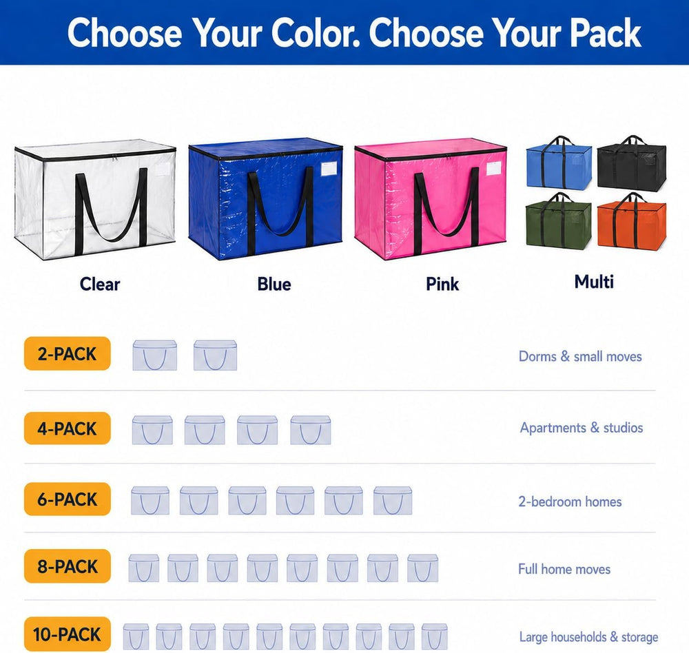 ClearSpace Heavy Duty Moving Bags - Water Resistant Storage Bags with Backpac...