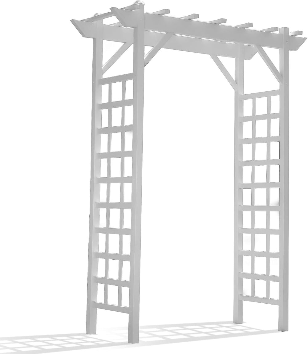 Dura-Trel Providence Arbor 64" x 85" PVC Outdoor Garden Arch Trelli...