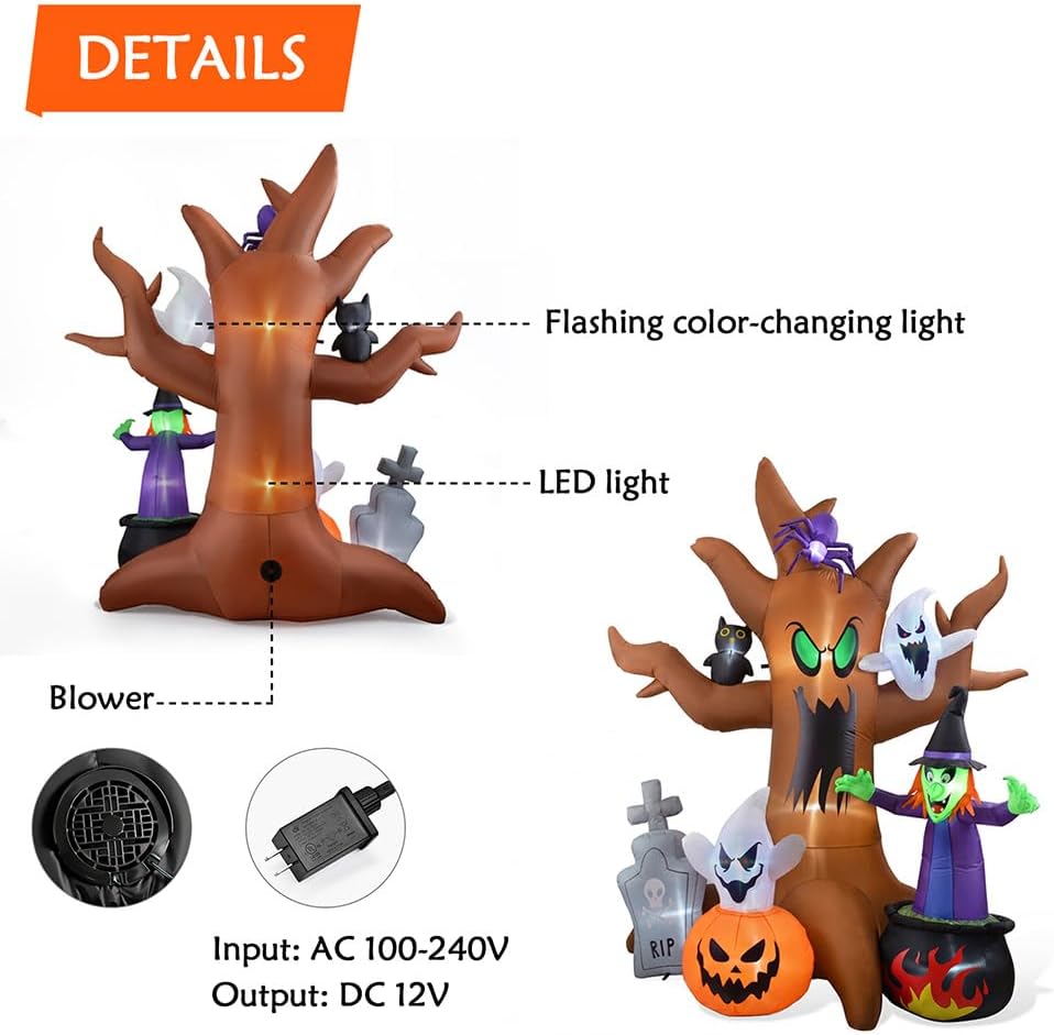 8 FT Halloween Inflatable Spooky Tree Yard Decoration
