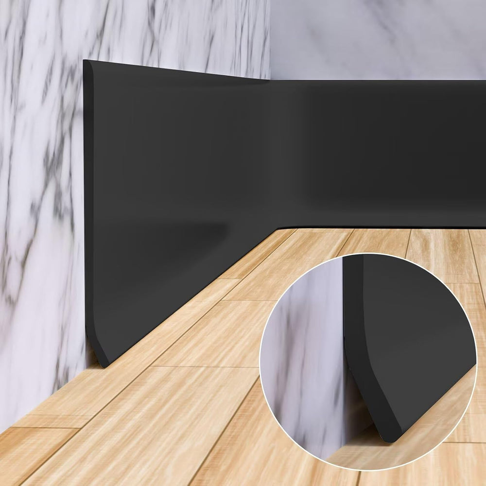 Duzzy Peel and Stick Vinyl Baseboard Trim Cove Base, 4in x 40ft, Black