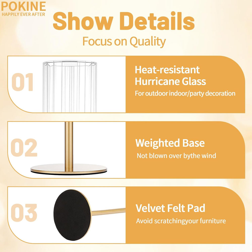 POKINE Gold Candle Holders Set of 6 for Taper Candle Holders