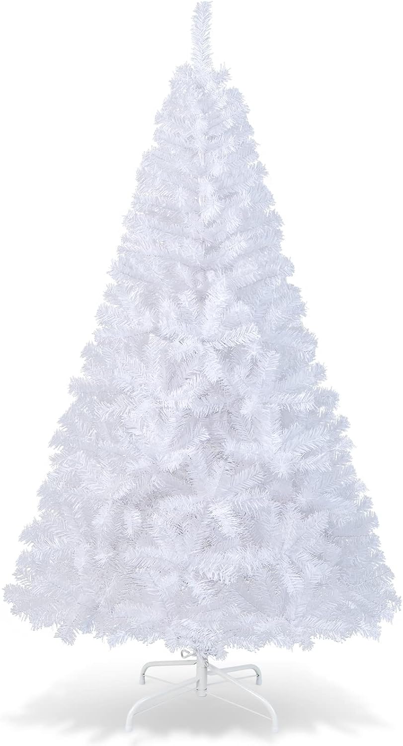 COSTWAY 6Ft-Artificial-PVC-Christmas-Tree-W-Stand-Holiday-Season, White