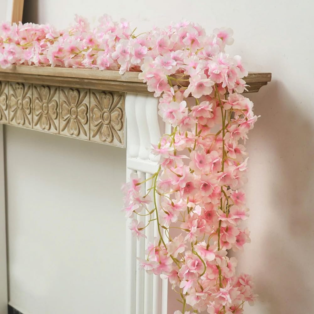 YRIOWMI 10PCS 59FT Artificial Silk Cherry Blossom Garland, Hanging Sakura Flo...