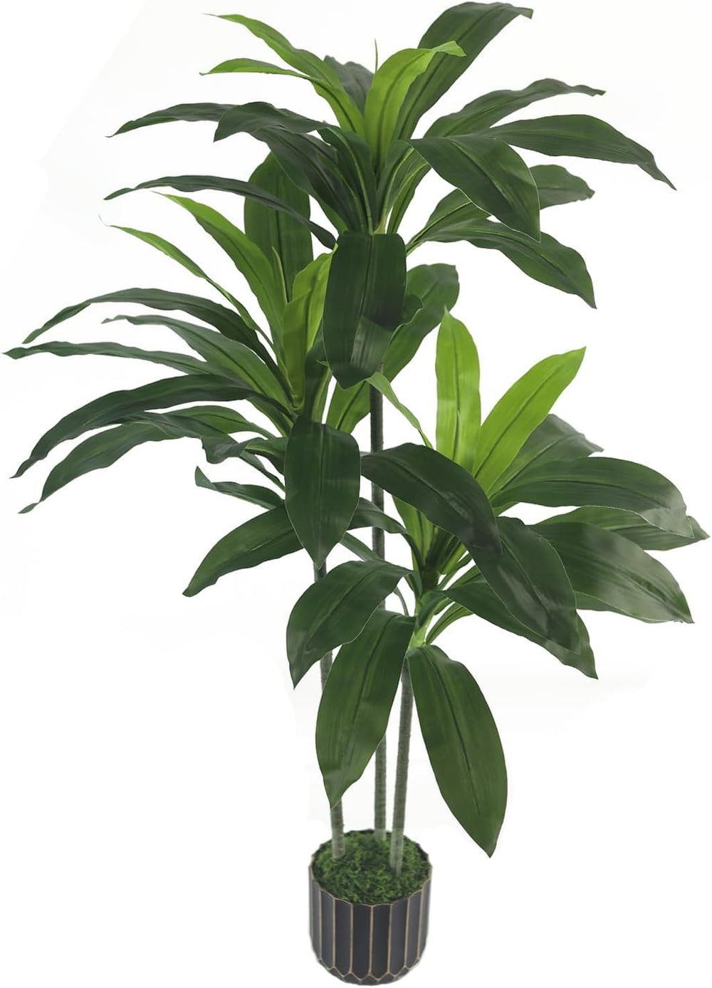 4FT Artificial Dracaena Tree with Black Pot, Faux Plants Indoor