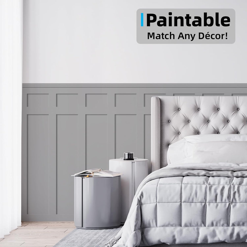 Art3d Premade Paintable Board and Batten Wainscoting Kit, 94.5 x 54 in