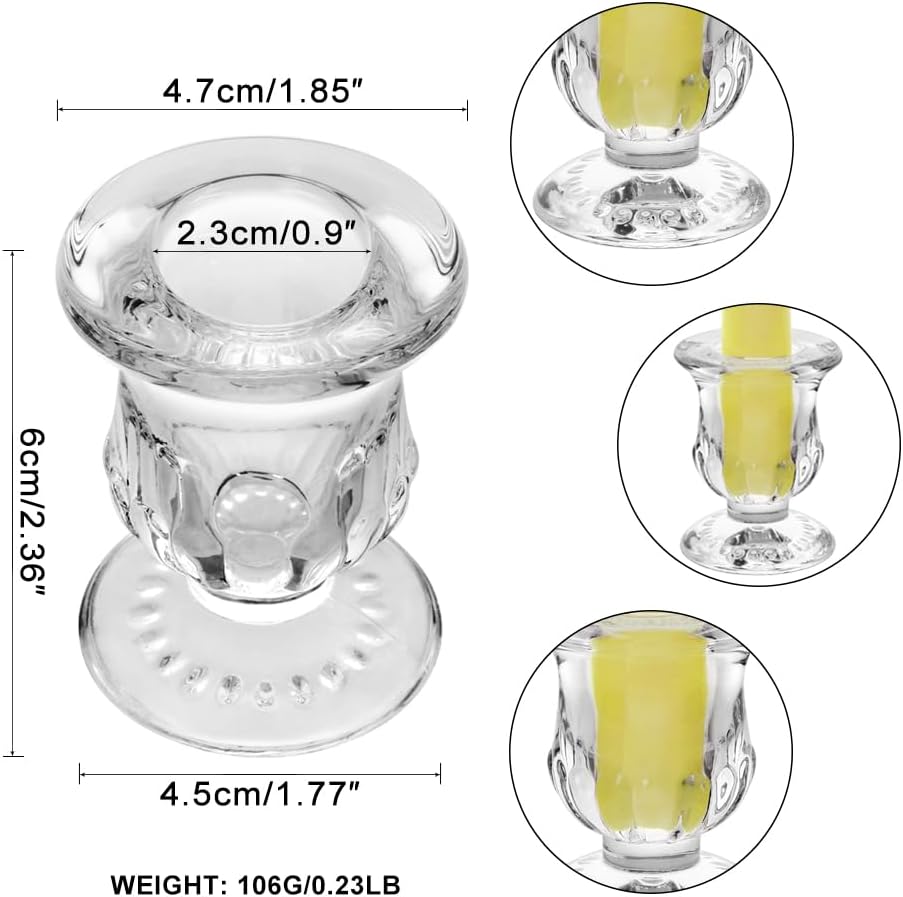 Glass Taper Candle Holder Set of 24 - Clear Crystal Candlestick Holders for T...