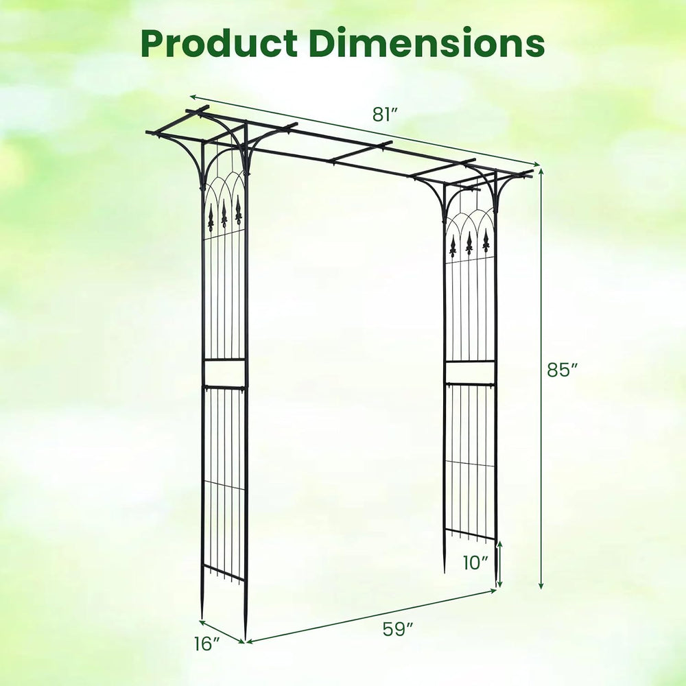 Happygrill 7 FT Metal Garden Arbor with Flat Top Design
