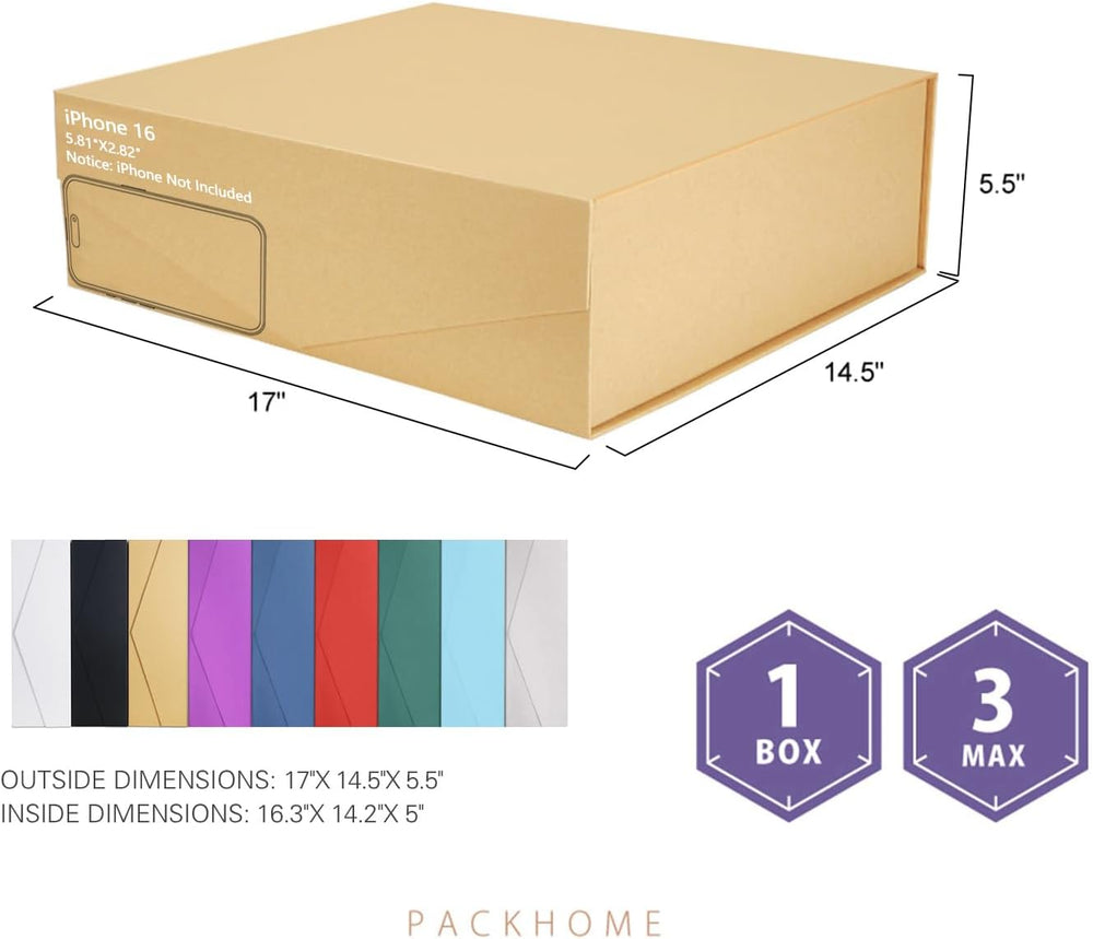 3 Extra Large Kraft Gift Box Magnetic Lid 17x14.5x5.5in