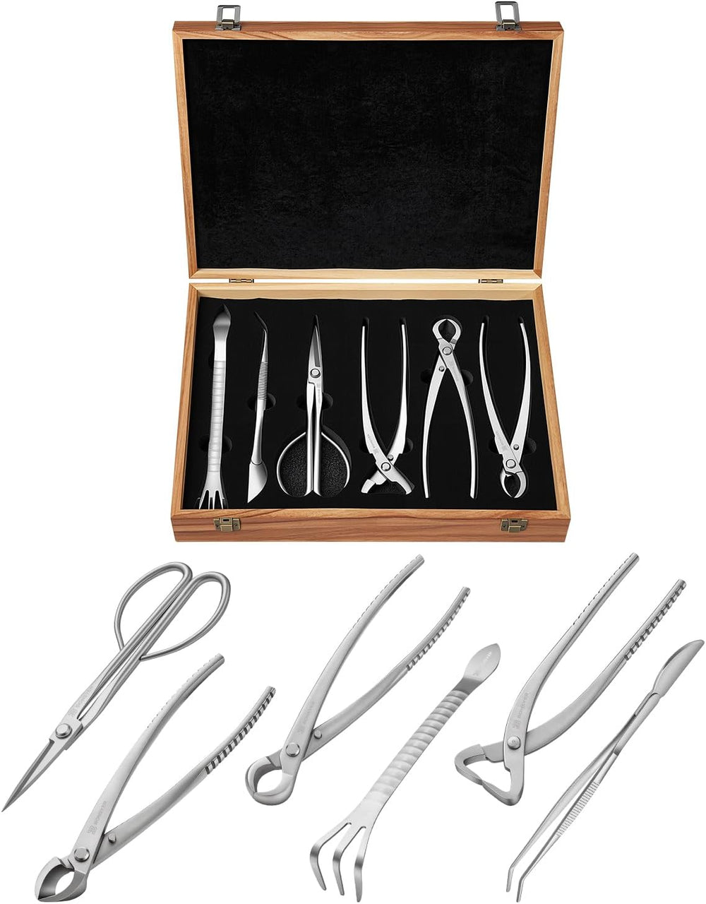 Bonsai Tool Set 6PCS in an Wood Gift BOX, Bonsai Tools Stainless Steel